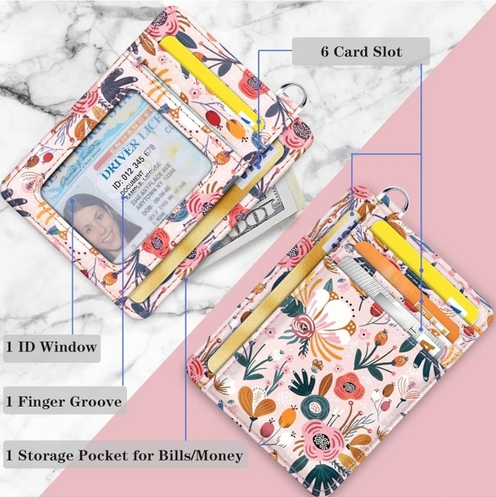 Floral Card Holder with ID Window